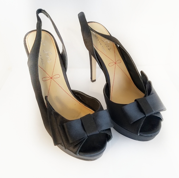 Joya PLV Black Satin High Heels 6.5 - Picture 1 of 11